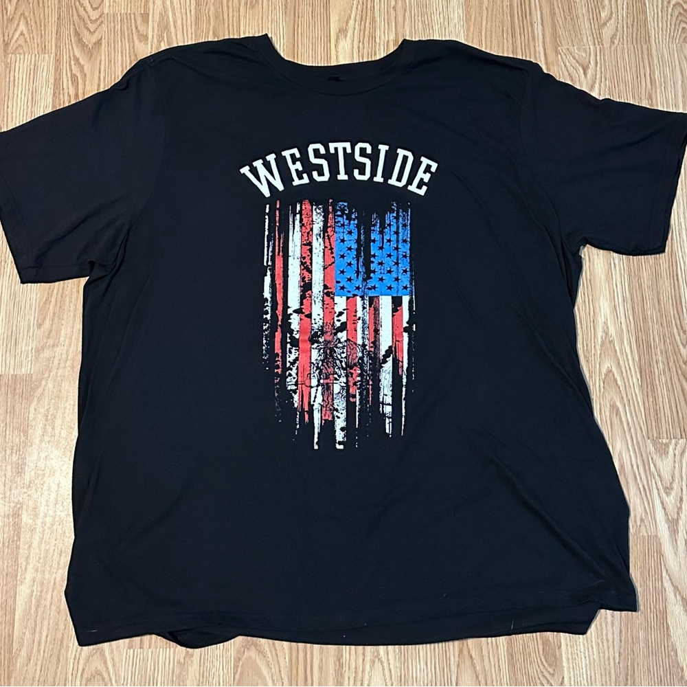 District Made “Westside American Flag Graphic Front & Back Black Crew Neck - 4XL